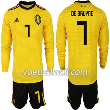 Goedkope België DE BRUYNE 7 Kids Uittenue WK voetbal 2018 Lange Mouw
